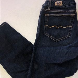 Red Engine Cropped Denim Jeans; Size 27